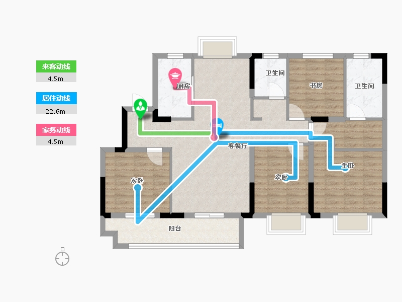 浙江省-绍兴市-祥生湛景笛旸府-103.77-户型库-动静线