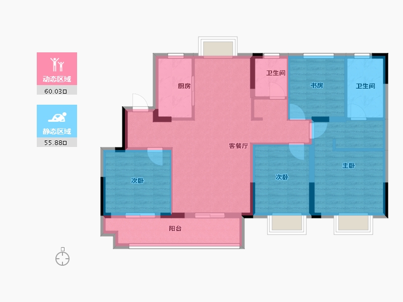 浙江省-绍兴市-祥生湛景笛旸府-103.77-户型库-动静分区