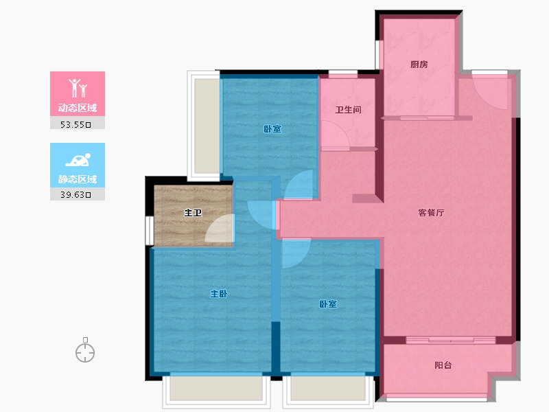 广东省-深圳市-卓越荣津瀚海湾住宅-88.00-户型库-动静分区