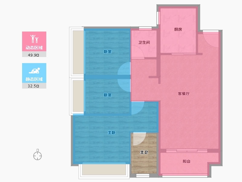 广东省-深圳市-卓越荣津瀚海湾住宅-78.40-户型库-动静分区