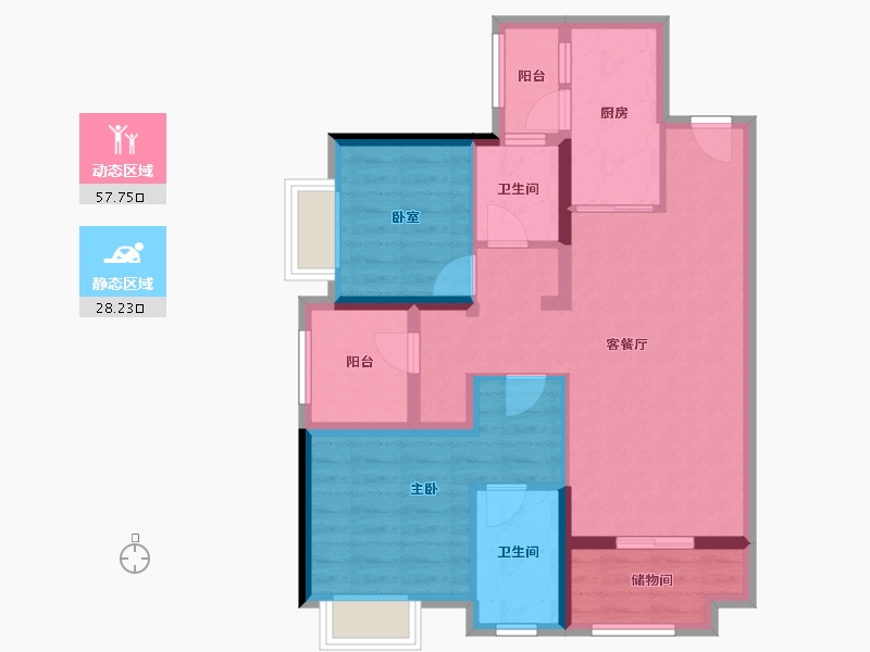 广东省-佛山市-招商岸芷汀兰-75.50-户型库-动静分区