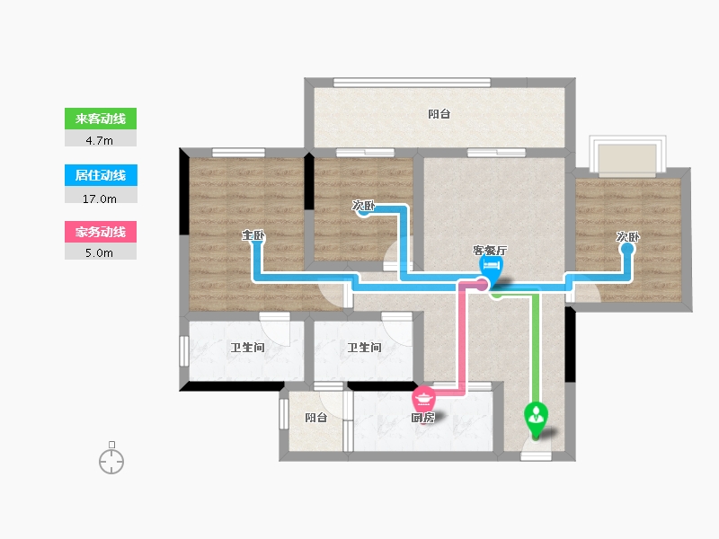 重庆-重庆市-金科美的原上-83.20-户型库-动静线