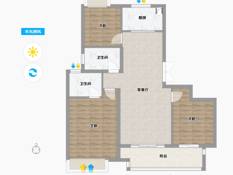 江苏省-无锡市-华晟学府壹号-90.00-户型库-采光通风