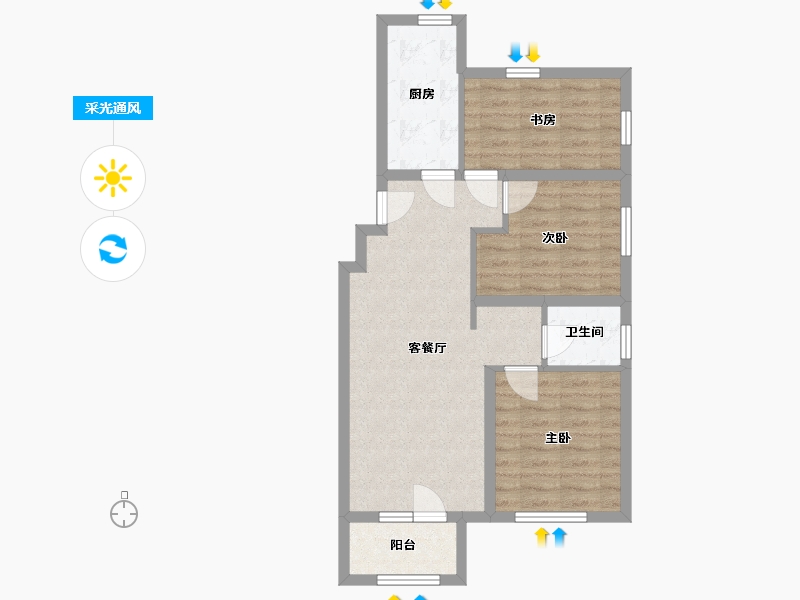 辽宁省-沈阳市-荣盛·锦绣学府-67.00-户型库-采光通风