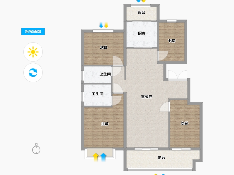 山东省-临沂市-儒辰逸品天玺-120.00-户型库-采光通风