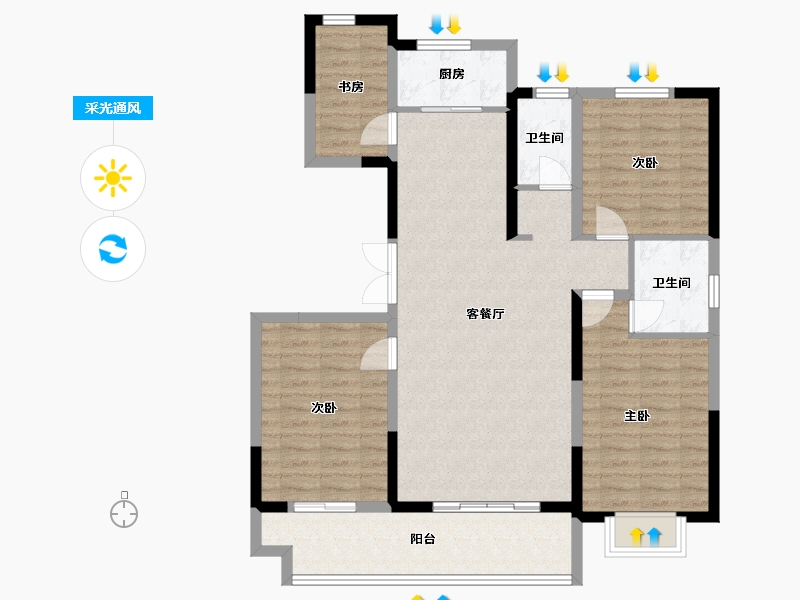 山东省-潍坊市-富春江豐泽苑-106.57-户型库-采光通风