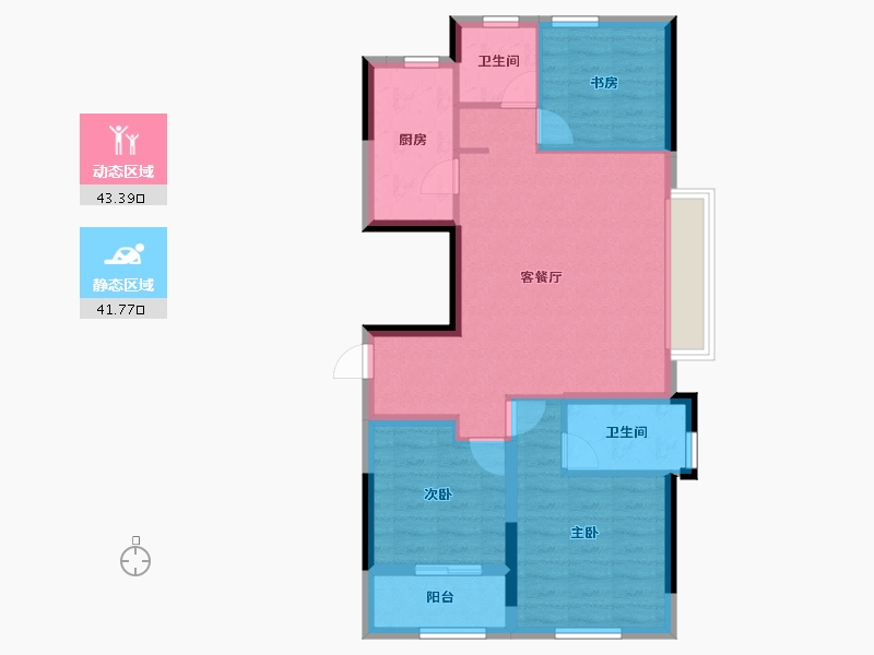 浙江省-金华市-敏捷星汇源著花园-76.01-户型库-动静分区