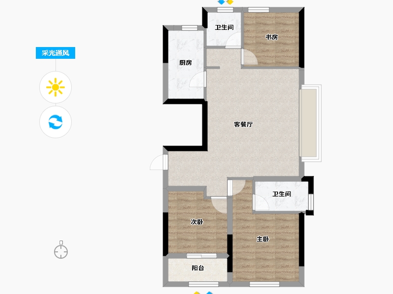 浙江省-金华市-敏捷星汇源著花园-76.01-户型库-采光通风