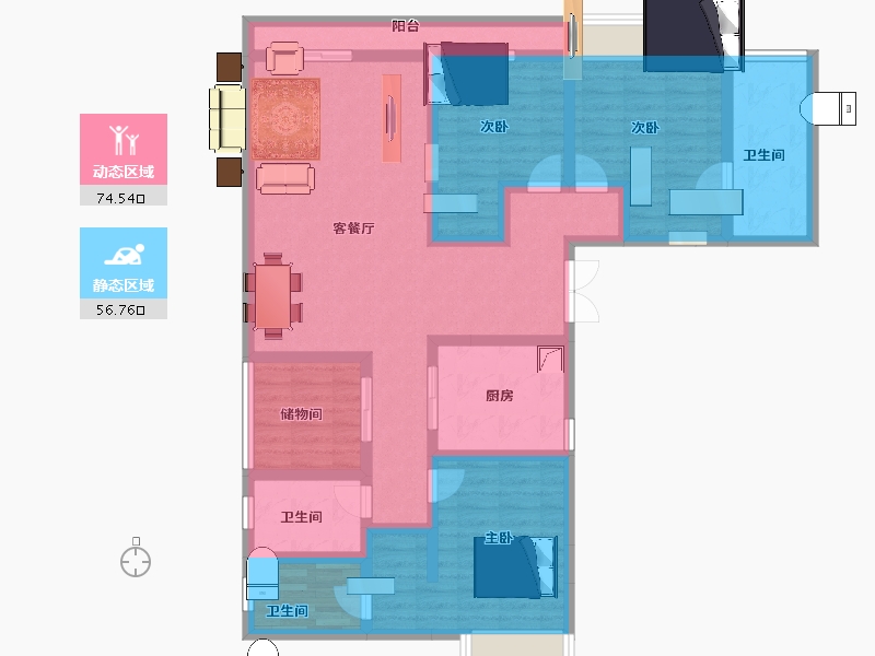 广东省-广州市-悦璟花园-114.76-户型库-动静分区