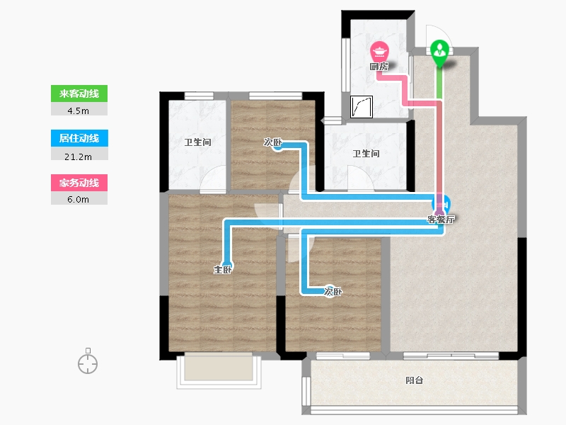 浙江省-宁波市-金地华瑒庭-84.25-户型库-动静线