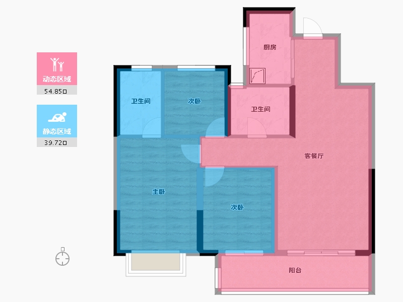 浙江省-宁波市-金地华瑒庭-84.25-户型库-动静分区