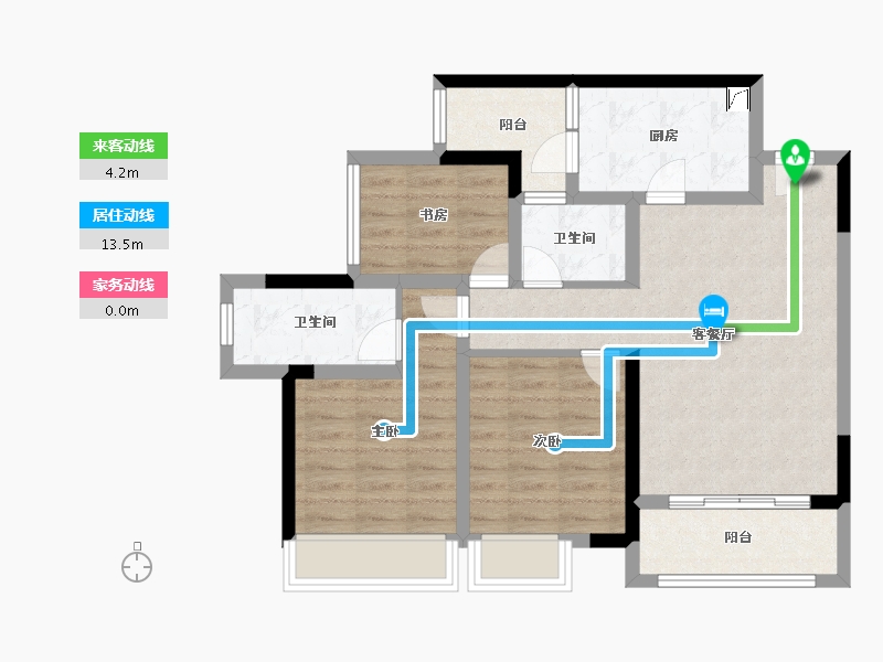 重庆-重庆市-北辰悦来壹号-76.00-户型库-动静线