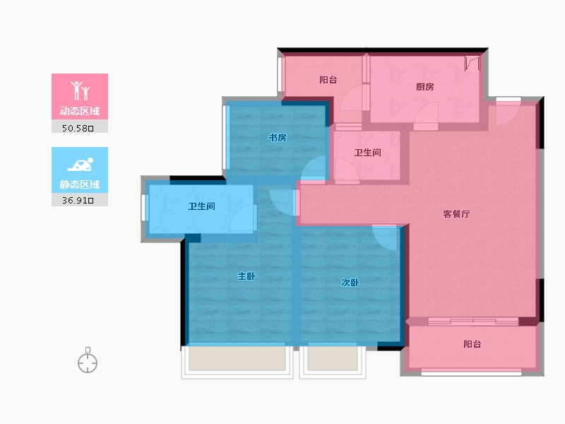 重庆-重庆市-北辰悦来壹号-76.00-户型库-动静分区