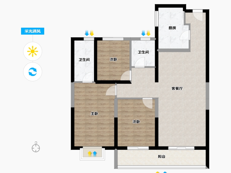 山西省-太原市-富力悦禧城-99.75-户型库-采光通风