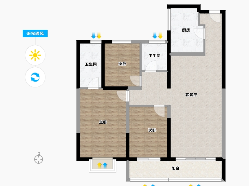 山西省-太原市-富力悦禧城-99.68-户型库-采光通风