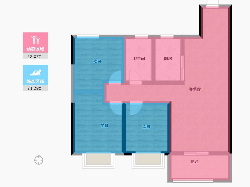 云南省-昆明市-华侨城公园悦府-72.96-户型库-动静分区