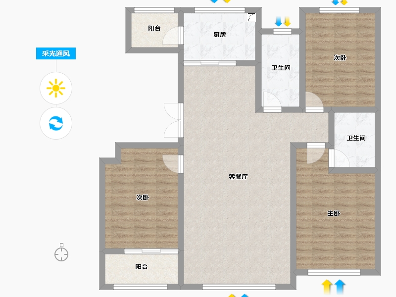 山东省-潍坊市-金庆名仁府-108.01-户型库-采光通风