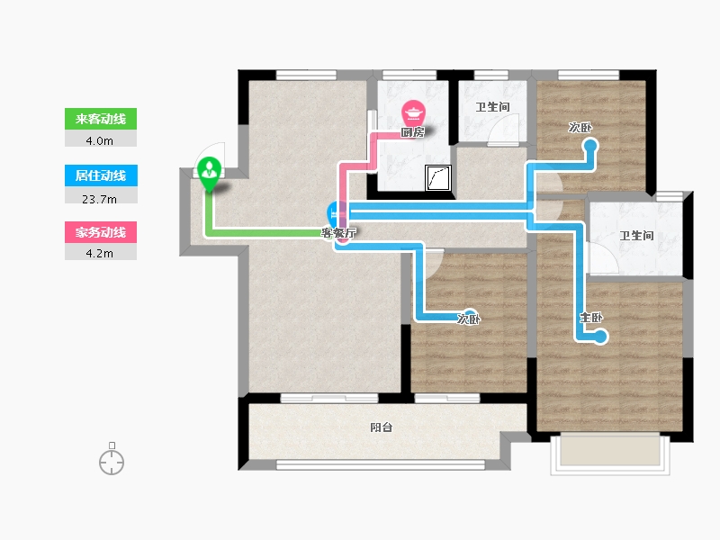 浙江省-宁波市-金地华瑒庭-92.44-户型库-动静线