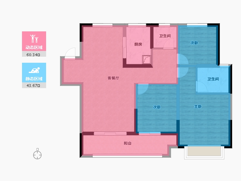 浙江省-宁波市-金地华瑒庭-92.44-户型库-动静分区