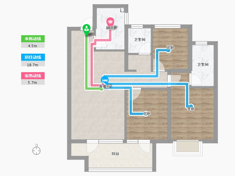 河北省-石家庄市-东胜时间山小区-75.39-户型库-动静线