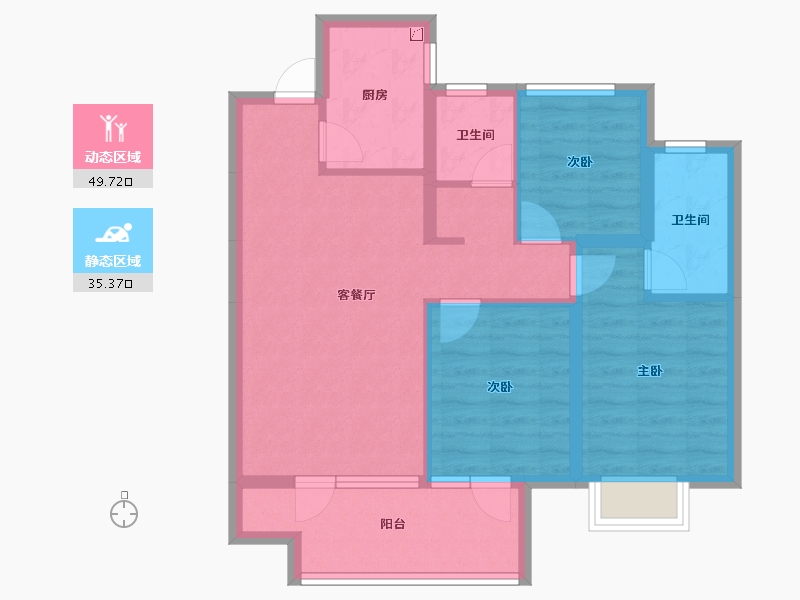 河北省-石家庄市-东胜时间山小区-75.39-户型库-动静分区