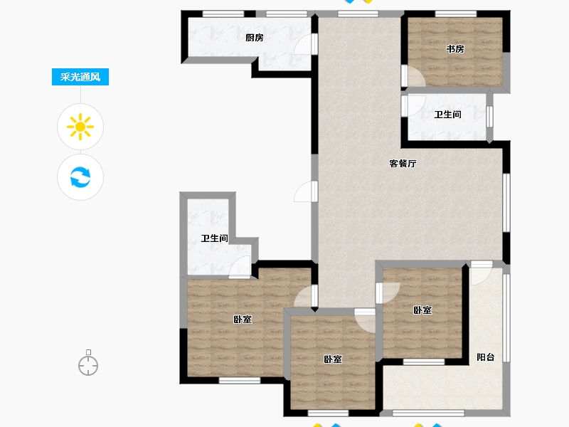 山东省-潍坊市-郡海•悦澜湾-123.09-户型库-采光通风