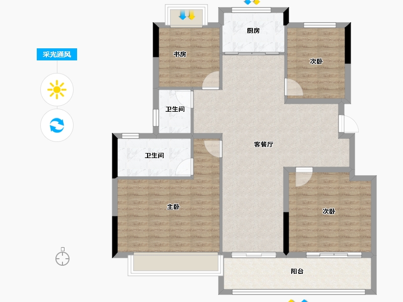 安徽省-滁州市-荣欣清河园-111.31-户型库-采光通风