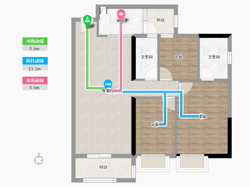 广东省-佛山市-桂南星晴公馆-77.36-户型库-动静线