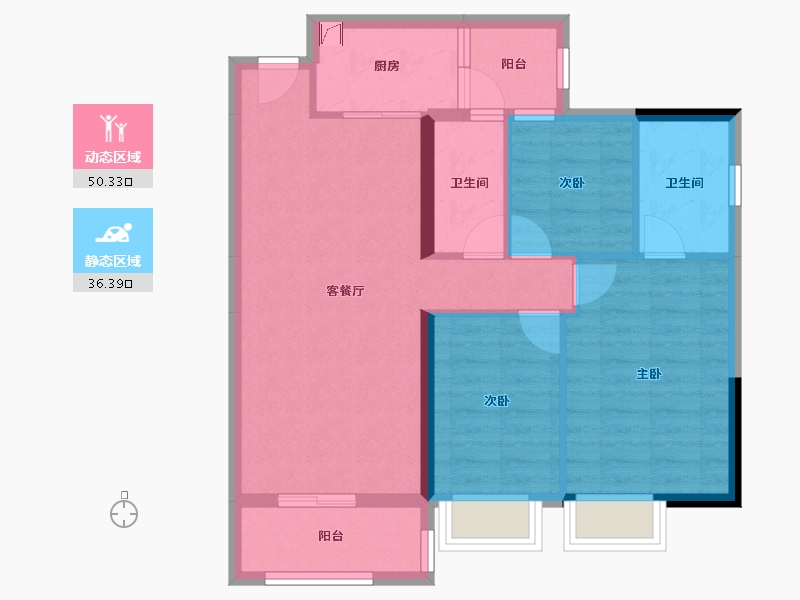 广东省-佛山市-桂南星晴公馆-77.36-户型库-动静分区