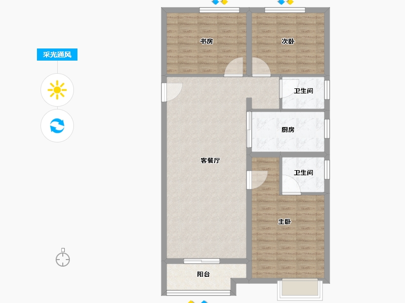 山西省-晋中市-新晋玖里-97.00-户型库-采光通风