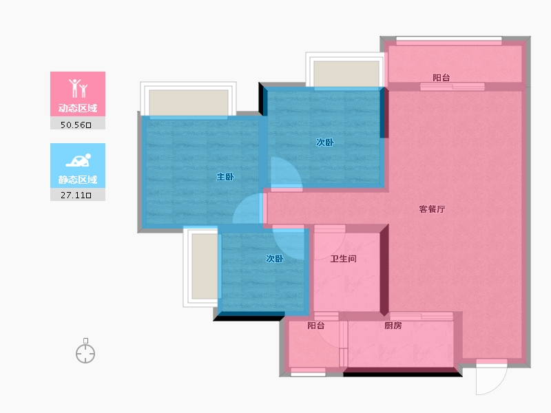 重庆-重庆市-龙兴国际生态新城-68.01-户型库-动静分区