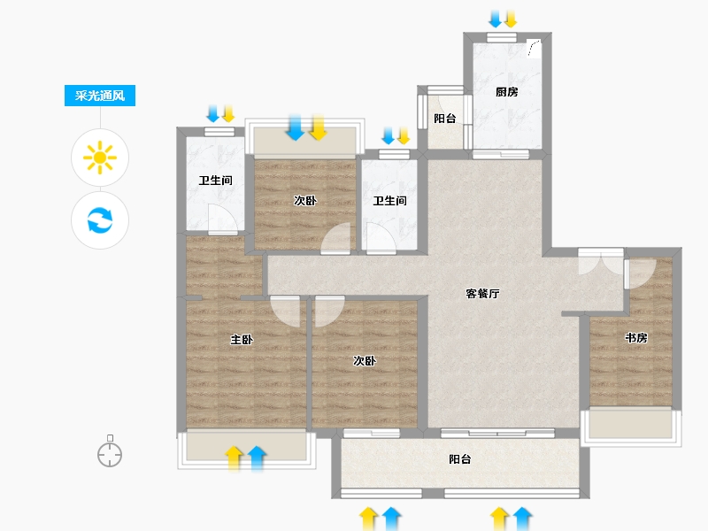 四川省-成都市-美的新城-126.00-户型库-采光通风