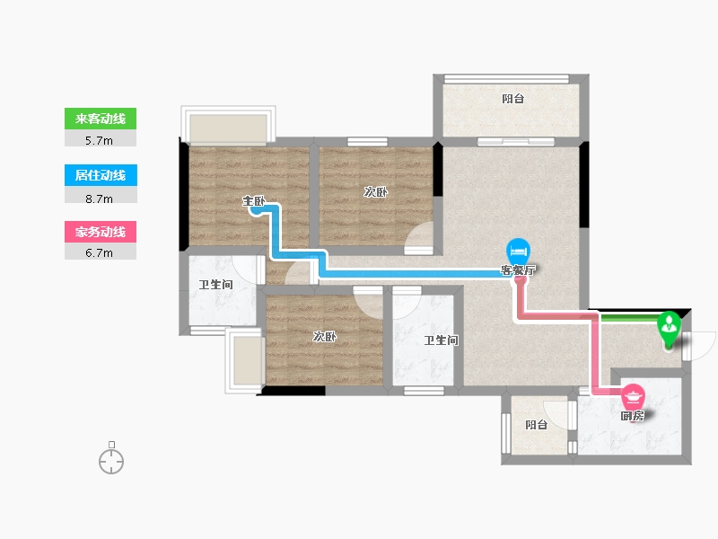 重庆-重庆市-龙兴国际生态新城-77.34-户型库-动静线