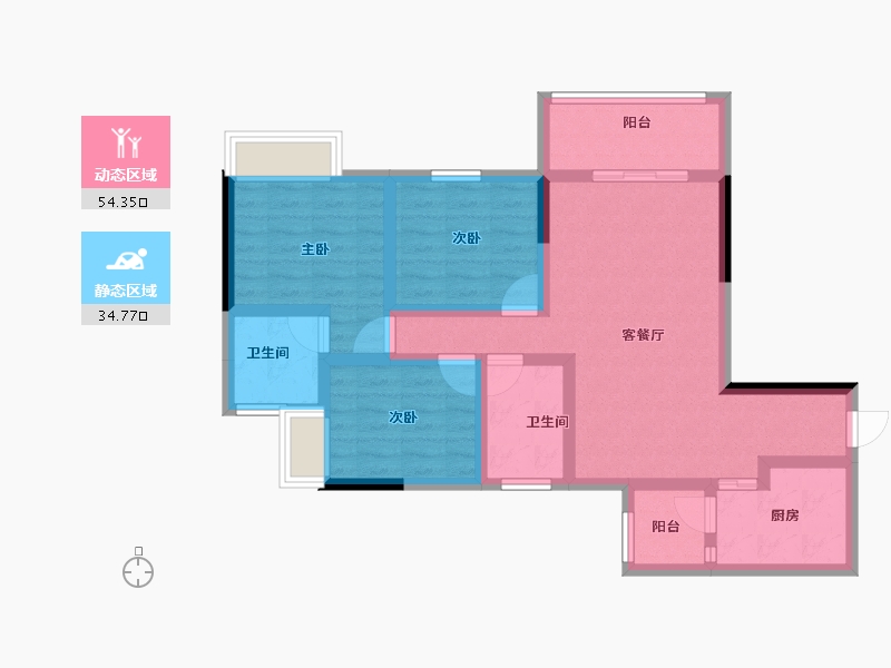 重庆-重庆市-龙兴国际生态新城-77.34-户型库-动静分区