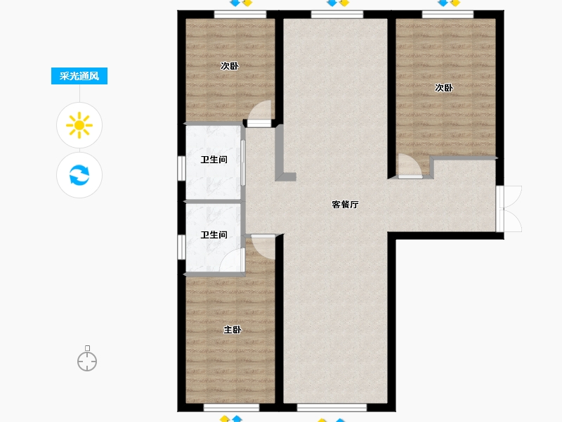 山西省-大同市-九如花园-101.40-户型库-采光通风