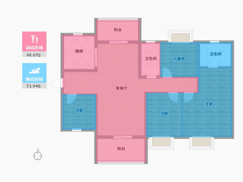 广东省-东莞市-保利松湖和府-105.13-户型库-动静分区