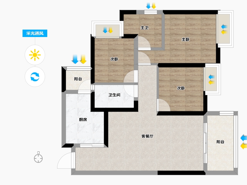 四川省-成都市-天府国际凤.凰城-77.16-户型库-采光通风