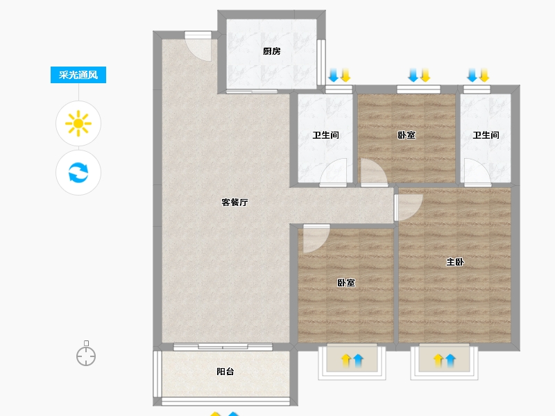 江西省-九江市-瑞昌奧园广场-86.09-户型库-采光通风