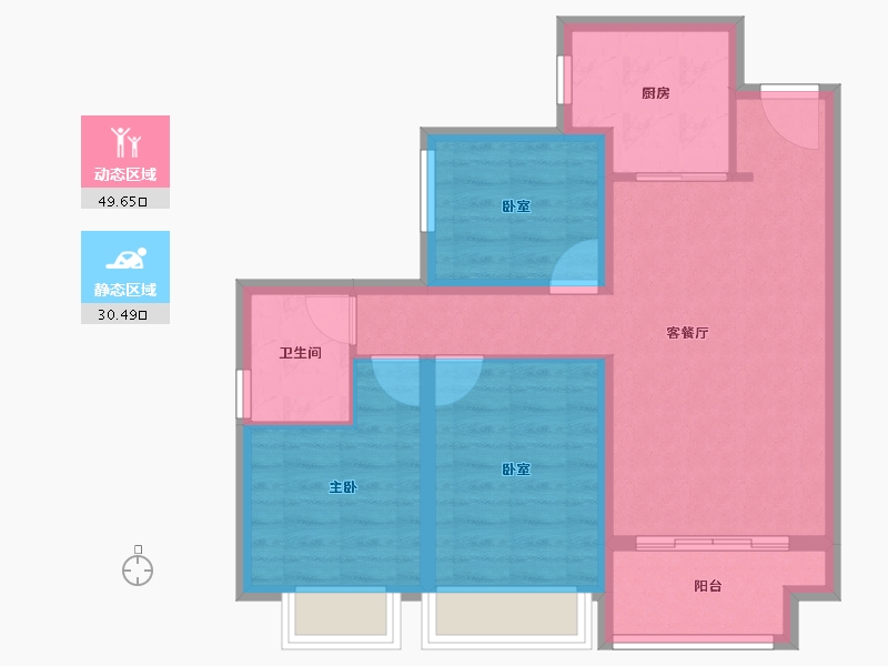 广东省-深圳市-卓越荣津瀚海湾住宅-71.20-户型库-动静分区