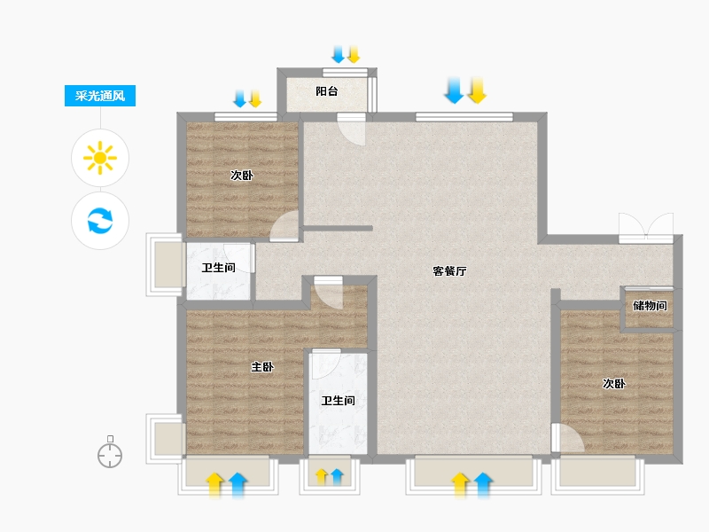 山西省-太原市-万科翡翠东第-106.17-户型库-采光通风