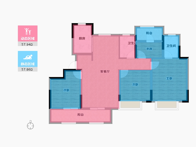 浙江省-金华市-美的大发云筑-103.20-户型库-动静分区