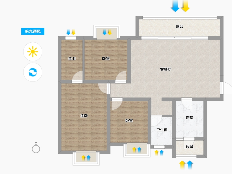 四川省-成都市-城投锦溪城-91.58-户型库-采光通风