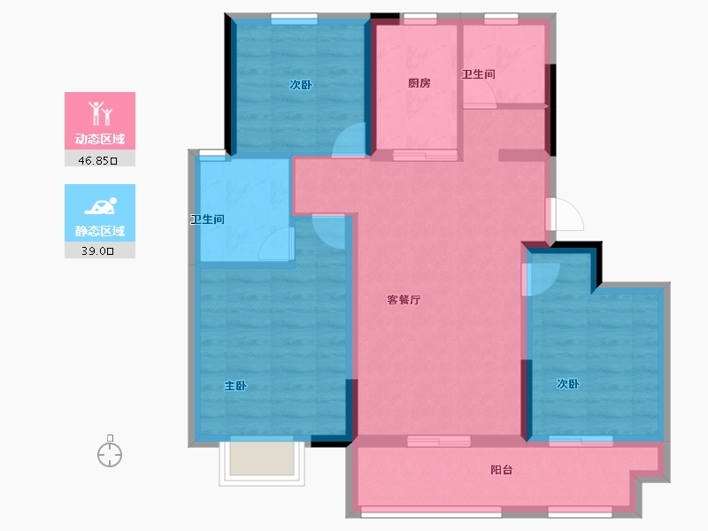 浙江省-金华市-美的大发云筑-76.00-户型库-动静分区