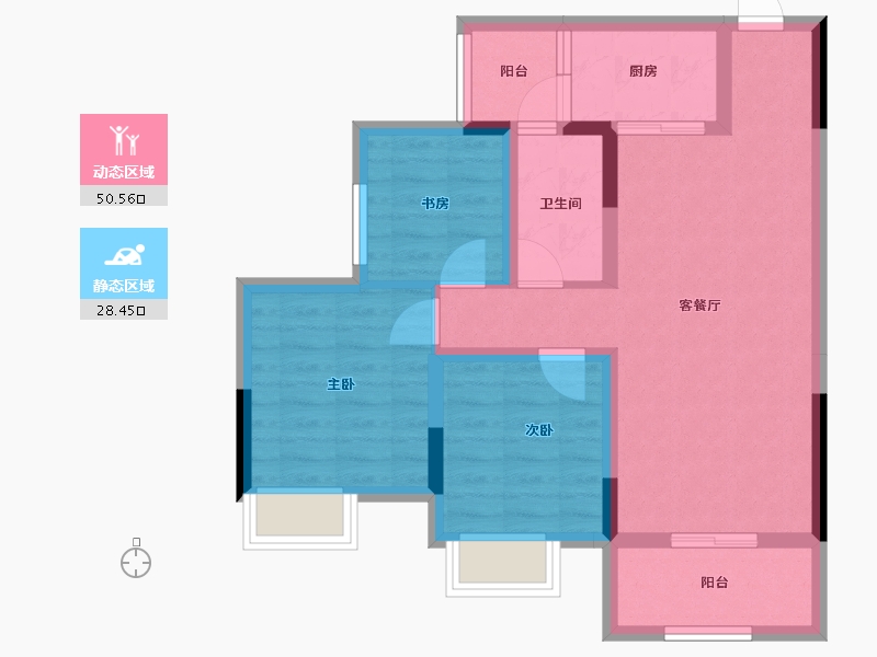 重庆-重庆市-银翔城-69.29-户型库-动静分区