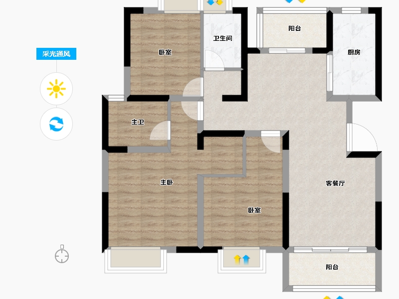 四川省-成都市-城投锦溪城-96.34-户型库-采光通风