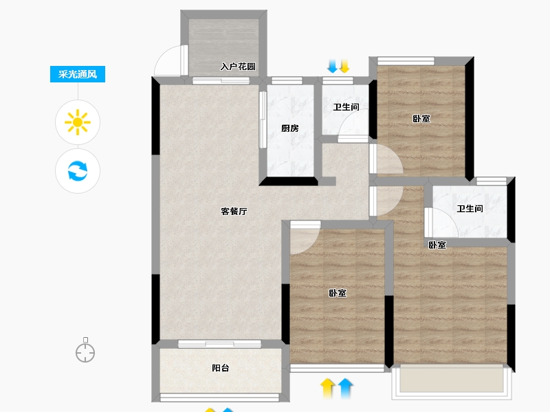 河南省-郑州市-均和·中棠府-87.21-户型库-采光通风