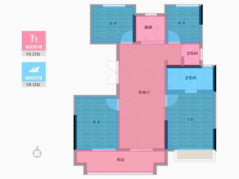 河南省-郑州市-郑地东润·云麓之城-102.41-户型库-动静分区