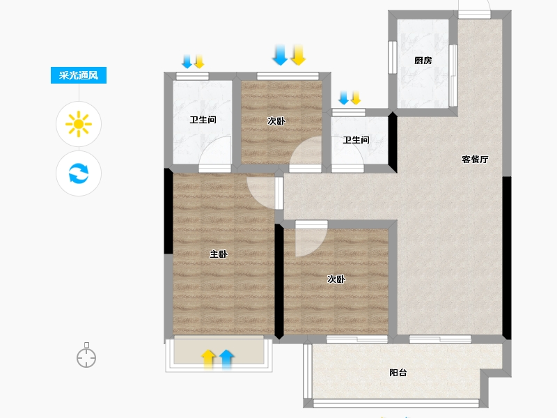 河南省-郑州市-新城·玺樾兰庭-79.21-户型库-采光通风