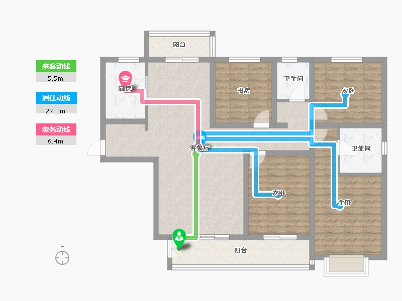 陕西省-西安市-蓝田新城·麓湖半岛-119.16-户型库-动静线