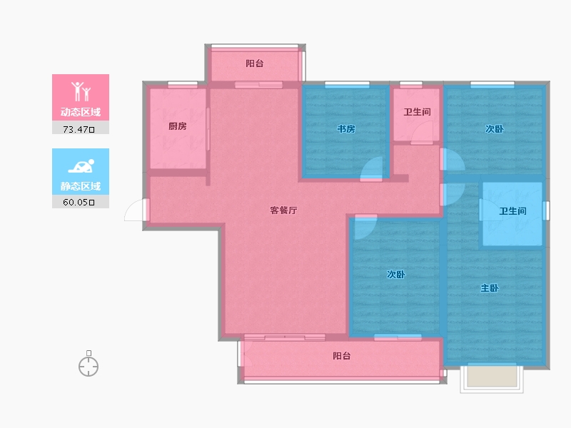 陕西省-西安市-蓝田新城·麓湖半岛-119.16-户型库-动静分区